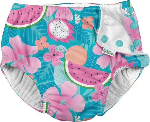 Vista 22 de green sprouts Snap Reusable Absorbent Swimsuit Diaper Dinosaurios Aqua