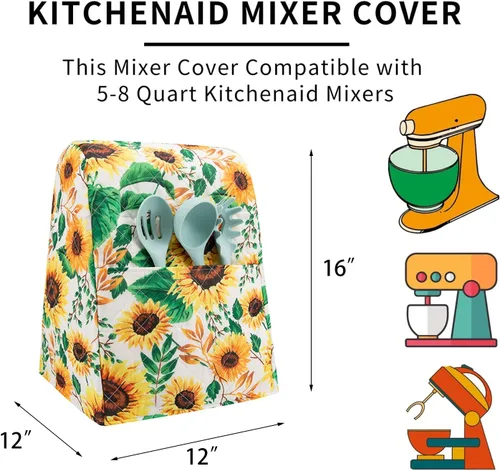 Vista 3 de Funda para batidora de cocina, funda para batidora de cocina, compatible con batidora de pie Hamilton de 6 a 8 cuartos de galón, cubierta