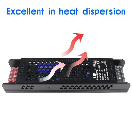 Vista 4 de Fuente de alimentación de conmutación regulada universal de 24V 6.5A 150W, Convertidor de CA 100-250V a 12V CC, controlador LED, transformador