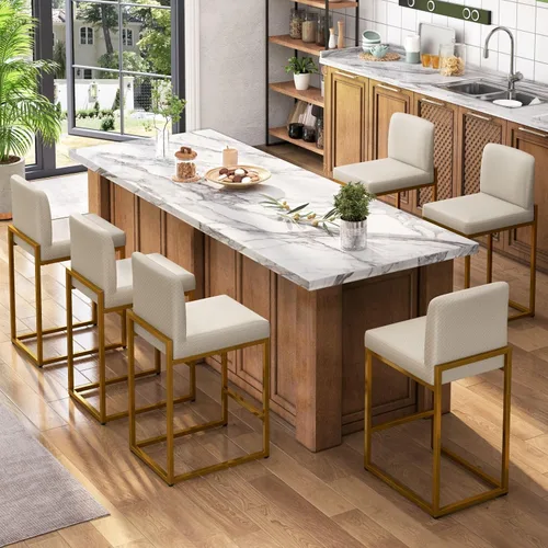 Vista 32 de Sophia & William - Juego de 4 taburetes de bar negros, taburetes de bar modernos de cuero PU de altura de mostrador con respaldo, sillas de isla