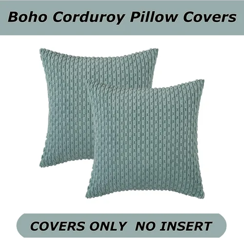 Vista 472 de Kevin Textile - Juego de 2 fundas de almohada decorativas de pana suave, estilo bohemio, a rayas, decoración del hogar para sofá, cama, sofá y sala