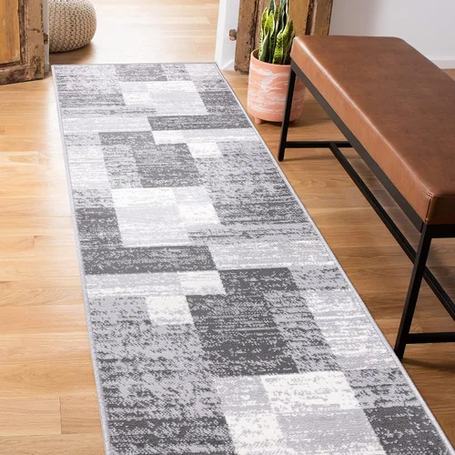 Vista 11 de Rugshop Oslo - Alfombra moderna amarilla para pasillo, diseño geométrico, resistente a la decoloración para pasillo o cocina, 2 x 7 pies