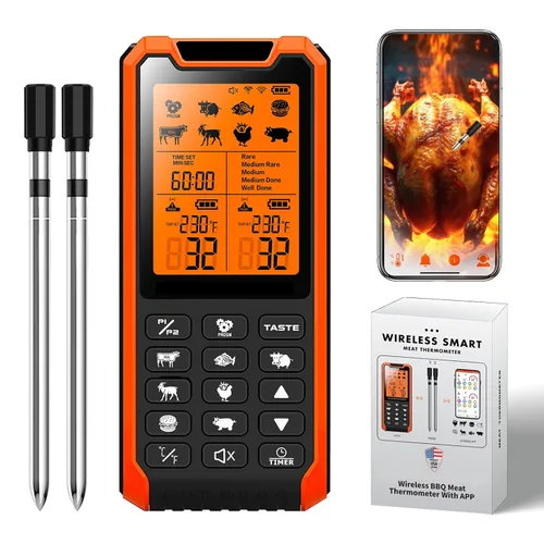 Vista 7 de Termómetro de carne de lectura instantánea de 0.5 s 3 veces más rápido, recargable ± 0.5℉ NIST certificado por NIST, impermeable, encendido