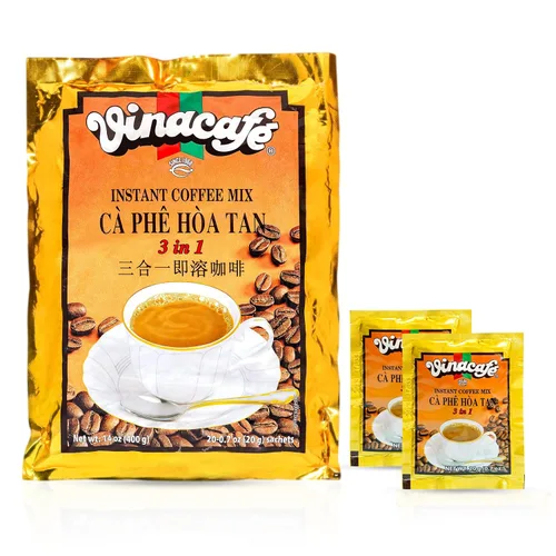 Vinacafe Paquetes de café instantáneo 3 en 1 auténtico sabor vietnamita, mezcla equilibrada de café de tostado medio para una preparación rápida en