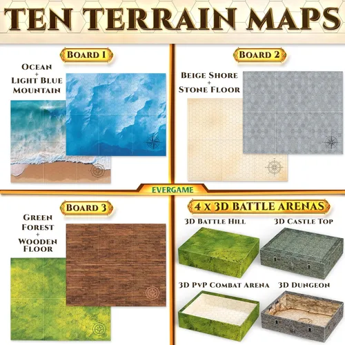 Vista 3 de 10 Alfombrillas de Juego DND y Mucho Más - Incluye 6 Mapas de Batalla de Juegos de Mesa de Dungeons & Dragons (Cuadrícula Hexagonal de 1")