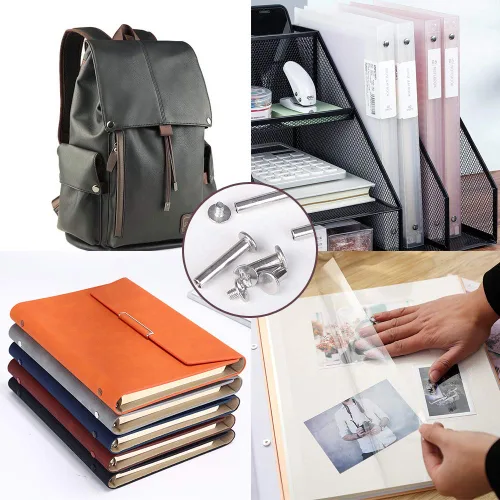 Vista 7 de Chicago - Juego surtido de tornillos para encuadernación, 90 juegos de tornillos Phillips Chicago de acero inoxidable 304 para decoración de cuero