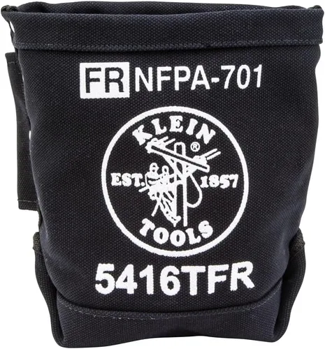 Klein Tools 5416TFR Tool Bag, Flame Resistant Canvas Bag for Bolt Storage with Double Reinforced Bottom and Tunnel Connect, 5 x 10 x 9-Inch