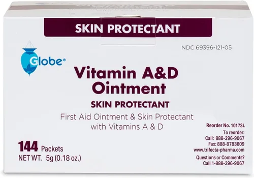 Vista 4 de Globe (caja de 144) Ungüento de vitamina A y D, primeros auxilios y protector de la piel con vitaminas A y D, paquetes de 0.18 oz, caja de 144