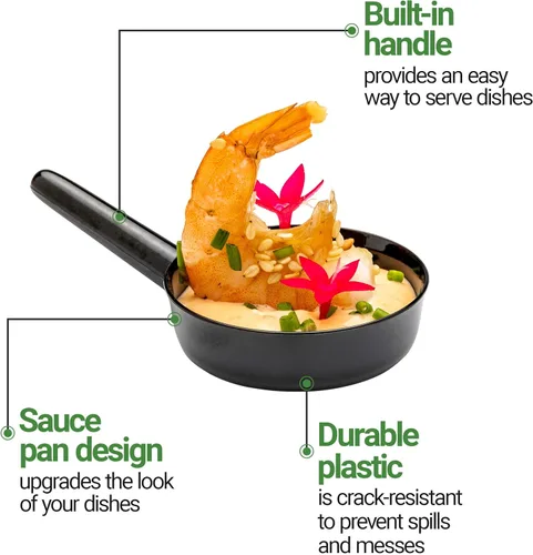 Vista 13 de Restaurantware Tazas de postre desechables de 1 onza, 100 mini platos de salsa, diseño de sartén para servir condimentos, aperitivos o muestras
