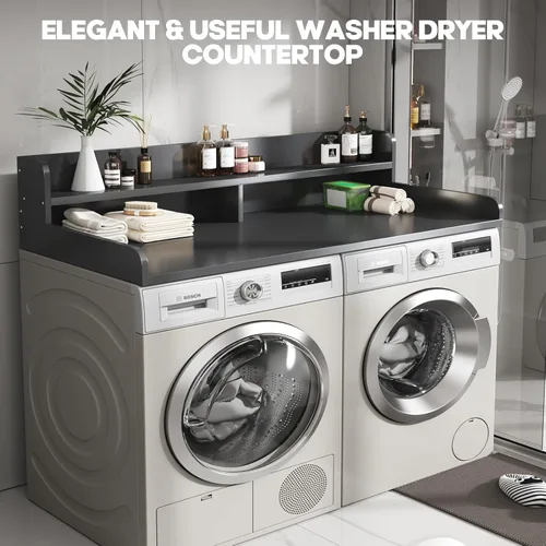 Vista 6 de Encimera para lavadora y secadora de 2 niveles con protector de 2.75 pulgadas de alto, 58 pulgadas de ancho x 28 pulgadas de profundidad