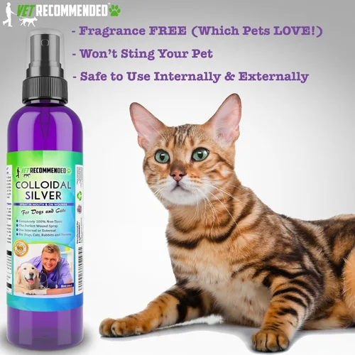 Vista 5 de Recomendado por veterinarios – Plata coloidal para perros & gatos – Plata coloidal en aerosol, funciona como tratamiento de parches calientes