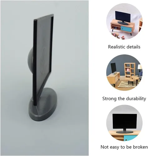 Vista 8 de Toyvian Mini modelo de TV de 3.14 x 2.55 x 0.78 pulgadas, accesorio de muebles de casa de muñecas, televisión de simulación de plástico para muñecas