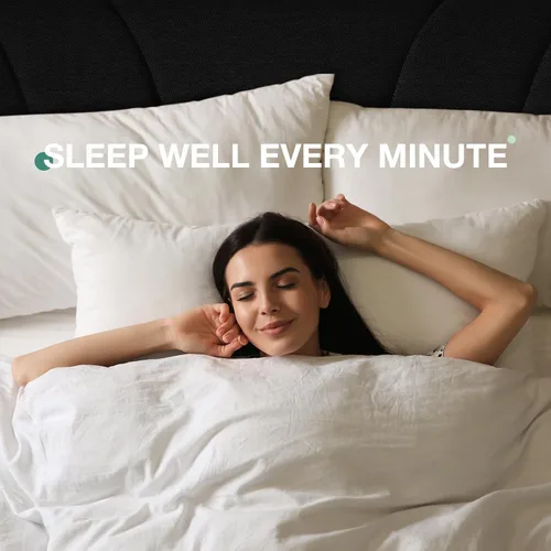 Vista 17 de Novilla Base de cama de plataforma tamaño Queen con cabecera ajustable tapizada, marco de cama Queen, no necesita somier, sin ruido, fácil montaje