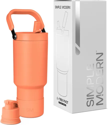 Vista 47 de Simple Modern Trek Pivot Vaso con pajita abatible de 30 oz con asa Botella de agua y protector Tapas intercambiables de pajita y para beber