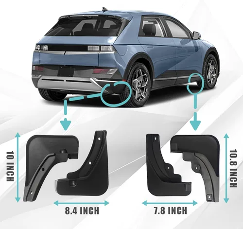 Vista 2 de BestEvMod Protectores contra salpicaduras para lodo Ioniq5 (juego de 4) con accesorios de hardware, protección contra la suciedad, sin necesidad