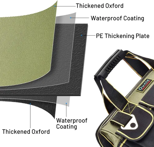 Vista 2 de Bolsa de herramientas, Ounic de 17 pulgadas, bolsa de herramientas grande y resistente con boca ancha y base moldeada impermeable, bolsas