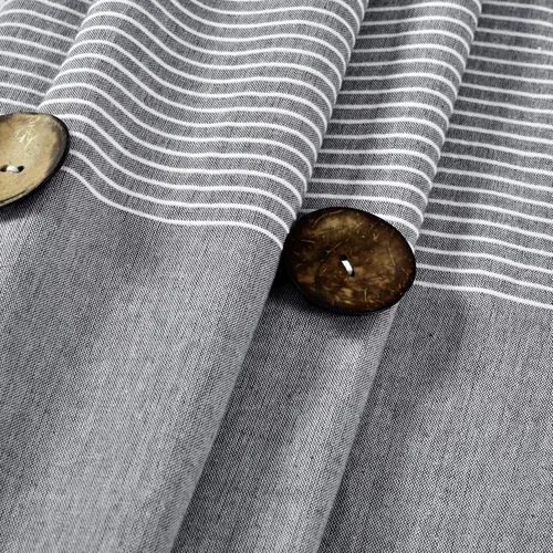 Vista 7 de Lush Decor Par de paneles de cortina para ventana de mezcla de algodón teñido de hilo de rayas con botones, 40 pulgadas de ancho x 84 pulgadas