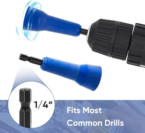 Vista 6 de Tornador de tuerca de alambre, herramienta para taladro y conector de alambre con mandril de 1/4 pulgadas (azul)