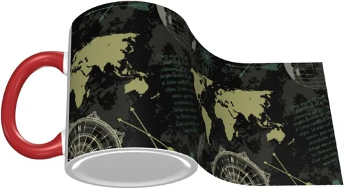 Vista 3 de Vintage Compass World Map and Wind Rose Coffee Mug Coffee Cups Ceramic with Handle,Tea Cups Mug tazas para cafe Drinking Cups Gifts for Women