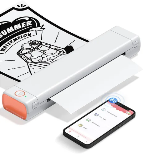Vista 13 de Phomemo Impresoras portátiles inalámbricas para viajes, M08F impresora térmica Bluetooth compatible con papel tamaño carta de EE.UU. de 8.5"x11