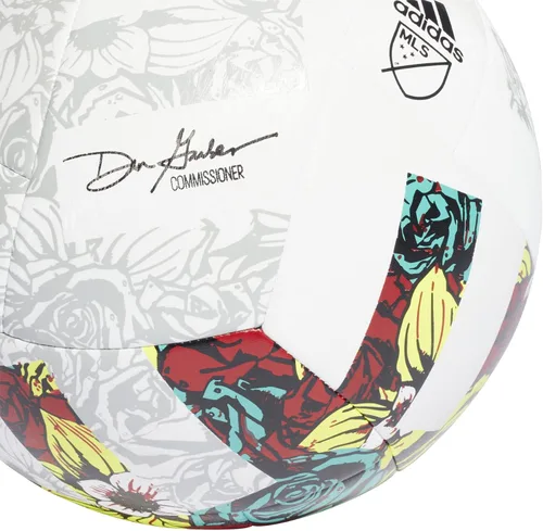 Vista 4 de Adidas, balón de fútbol de la MLS, unisex, para adultos, colores blanco/ amarillo solar/ azul poderoso, 4