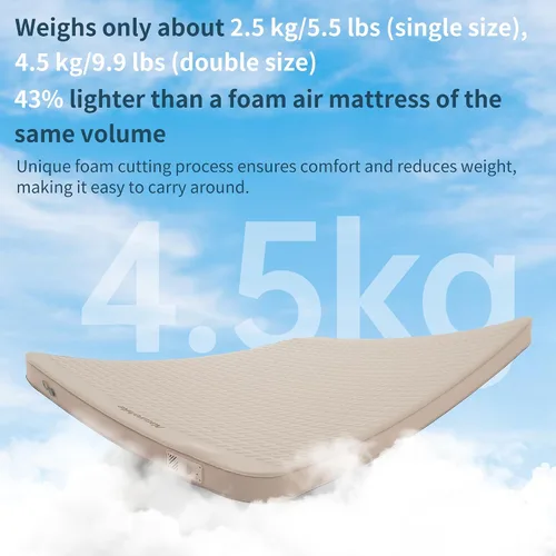 Vista 2 de Naturehike Colchoneta de dormir autoinflable de 4.7 pulgadas de grosor con bomba eléctrica integrada, colchón de campamento de doble espuma para 2