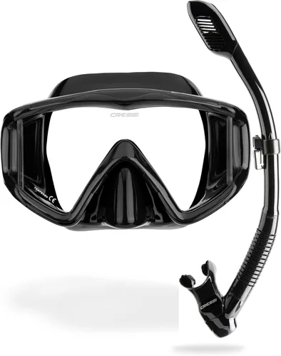 Cressi Panoramic Wide View Mask & Dry Snorkel Kit for Snorkeling, Scuba Diving - Pano 3 & Supernova Dry: Designed in Italy