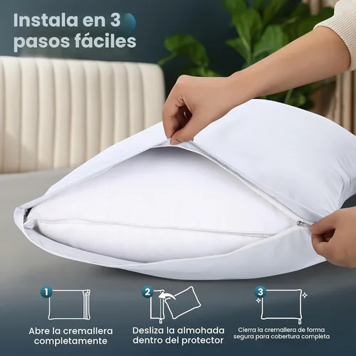 Vista 4 de Utopia Bedding - Juego de 2 protectores de almohada tamaño Queen, con cierre de cremallera, tela de microfibra cepillada suave, protectores de Blanco