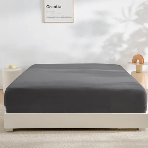 Vista 15 de Gokotta Sábana bajera ajustable y funda de almohada de rayón de bambú, sábana refrescante súper suave con 4 correas elásticas en las esquinas