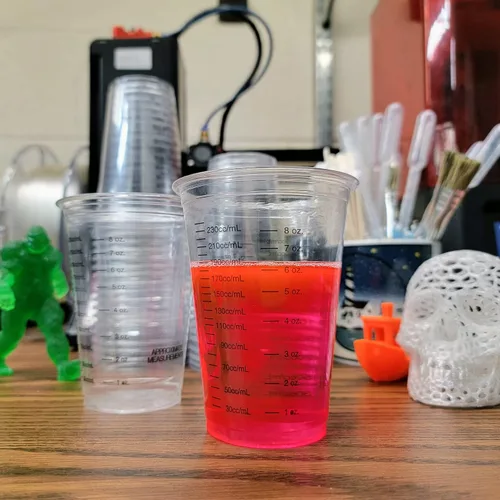 Vista 8 de 20 vasos de plástico transparente graduados desechables de 8 onzas para mezclar pintura, manchas, epoxi, resina