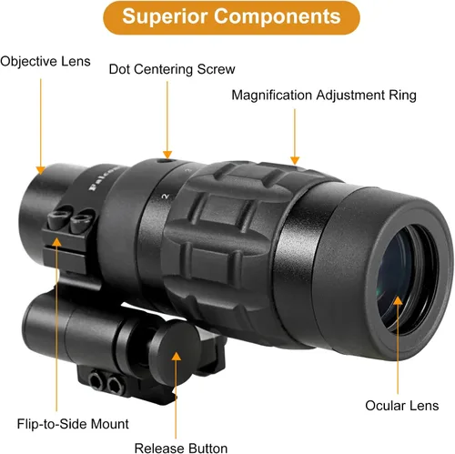 Vista 2 de 1.5X - Lupa de alcance óptico de punto rojo 5X con montaje abatible a lateral