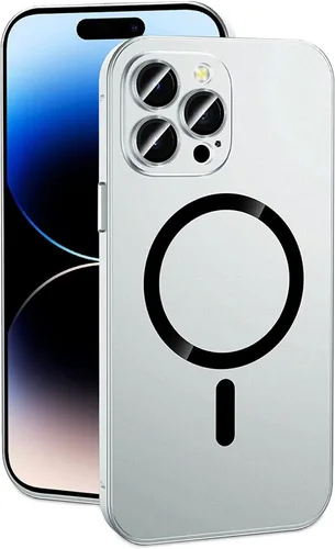 Vista 21 de Funda magnética de aluminio de metal mate para iPhone, funda magnética delgada de aleación protectora de lente de cámara para iPhone 14 Pro Max 13