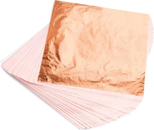 Hojas de cobre – 100 hojas de cobre real 5.5 x 5.5 in hoja metálica de oro rosa para manualidades, manualidades, manualidades, pintura, dorado,