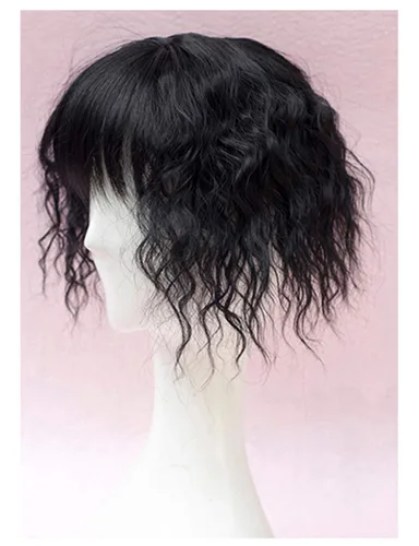 Vista 4 de Pinza de cabello ondulado con clip en parte media con flecos picados gruesos/9.8 in, color negro