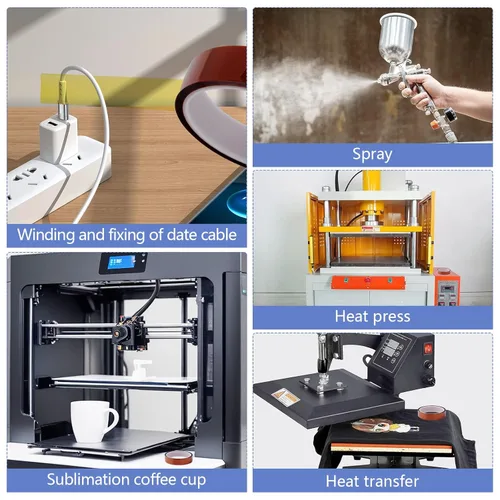 Vista 7 de 2 rollos de 20mm×25m (82 pies) Cinta de transferencia de calor Cinta resistente al calor Cinta de sublimación, Cinta de calor para sublimación