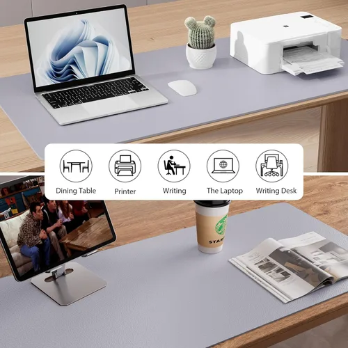 Vista 150 de Aothia Protector de escritorio de cuero, alfombrilla para mouse, alfombrilla de escritorio de oficina, 31.5 x 15.7 pulgadas, secante de escritorio