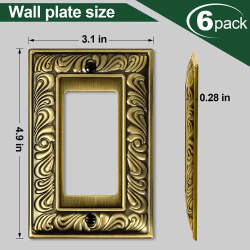 Vista 3 de Cubiertas Decorativas de Interruptor de Luz de Latón Antiguo Placas de Pared Placas de Interruptor Basculante Cubiertas de Enchufes