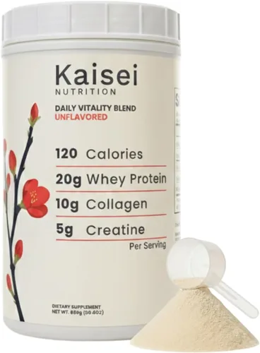 Péptidos de colágeno tipo 1 y 3 + proteína aislada de suero + monohidrato de creatina – polvo de proteína sin sabor – solo 3 ingredientes, 3 en 1