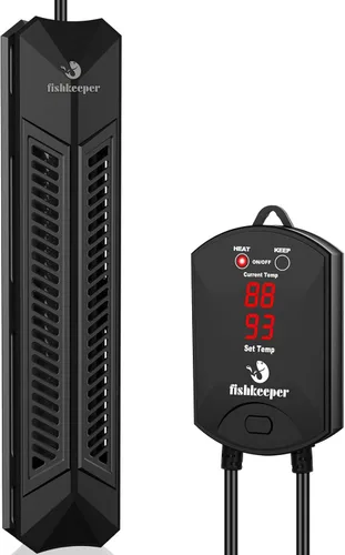 fishkeeper Calentador de acuario, calentador de tanque de peces ajustable de 300 W con controlador de pantalla digital, calentador de agua