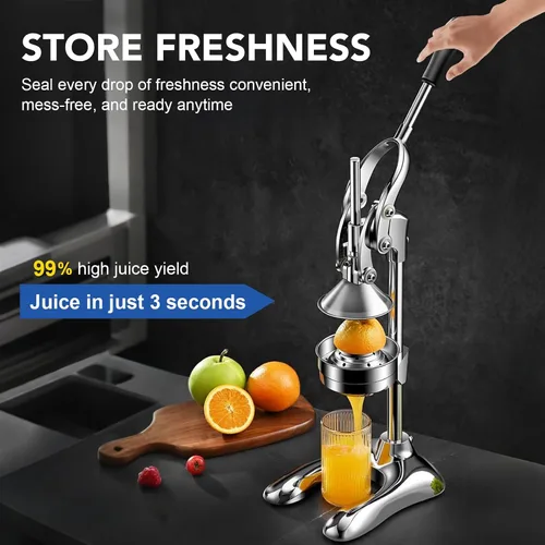 Vista 5 de Glimer Exprimidor manual de hierro fundido, prensa de jugo de acero inoxidable para granadas y cítricos, prensa exprimidora de alta resistencia