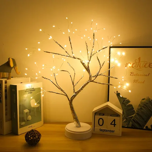 Vista 8 de FUCHSUN - Lámpara de árbol de bonsái de mesa con 108 luces LED de hadas, árbol artificial para centros de mesa de fiesta en el hogar, funciona