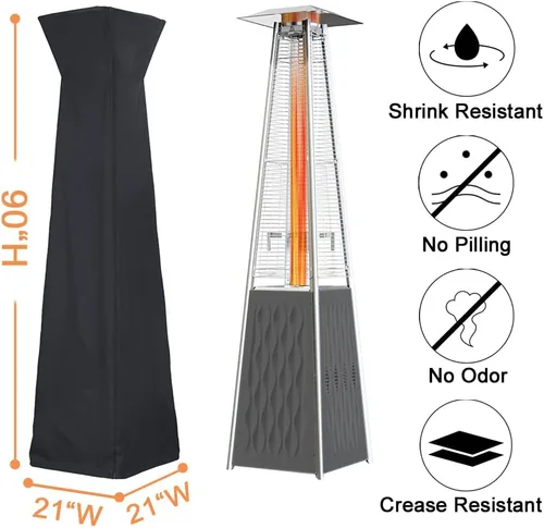 Vista 2 de Cubiertas para calentadores de patio al aire libre, impermeable, resistente, cubierta de calentador de propano con cremallera, 90 pulgadas de alto x