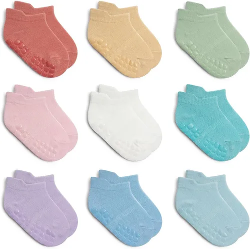 Vista 11 de Calcetines tobilleros antideslizantes para bebés con agarraderas para caminar de 0 meses a 7 años