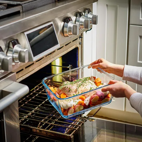 Vista 3 de Recipiente de vidrio extra grande apto para horno con tapa de bloqueo hermética y asa. 6500 ml / 220 oz / 28 tazas - Para almacenar comida