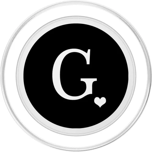 Vista 2 de Monograma de corazón blanco con letra G inicial en PopSockets negros PopGrip: agarre intercambiable para teléfonos y tabletas PopSockets MagSafe