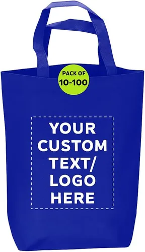 Vista 14 de DISCOUNT PROMOS Customizable Large Tote Bag, Set of 10/50/100 Heavy Duty & Reuseable Bulk Pack - Purple