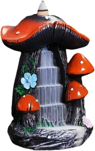 Creativo hongo montaña reflujo quemador de incienso cascada humo resina aromaterapia reflujo incienso titular artesanía casera