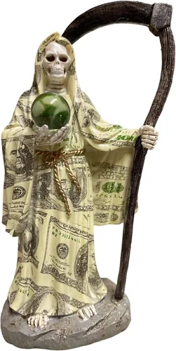 Vista 8 de Juego de 5 estatuas de Santa Muerte de 9 pulgadas, estatua de la parca, estatua de la muerte santa