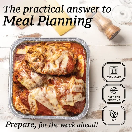 Vista 6 de Moldes de papel de aluminio de 8 x 8 pulgadas (paquete de 55) – Moldes de aluminio cuadrados de 8 pulgadas – Moldes desechables para hornear