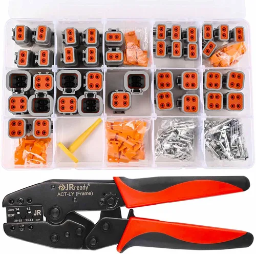 Vista 10 de JRready DT Kit de conectores Deutsch, conectores impermeables IP68 de 2, 3, 4, 6, 8 y 12 pines, herramienta de crimpado Deutsch, pines estampados